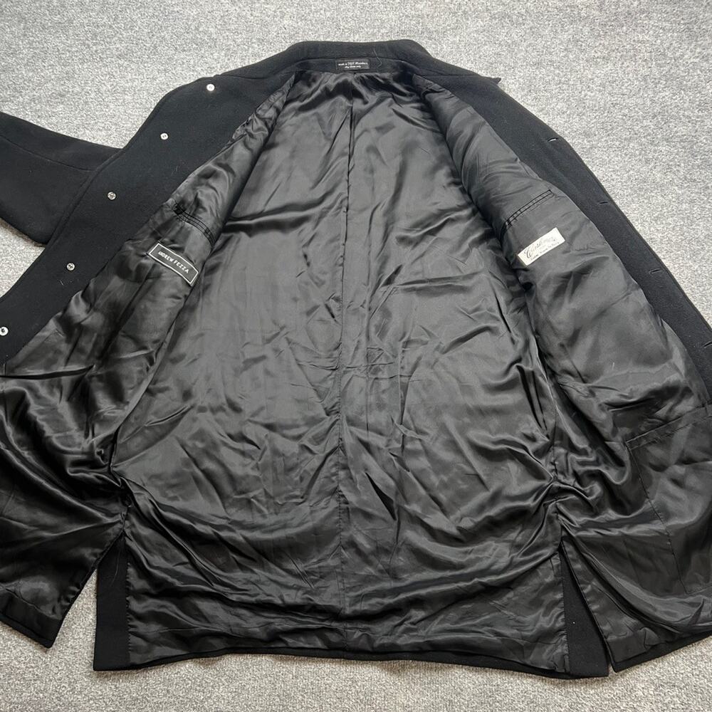 Vintage Andrew Fezza Overcoat Mens 42 Regular Black Cashmere Blend Made Italy - Picture 7 of 12